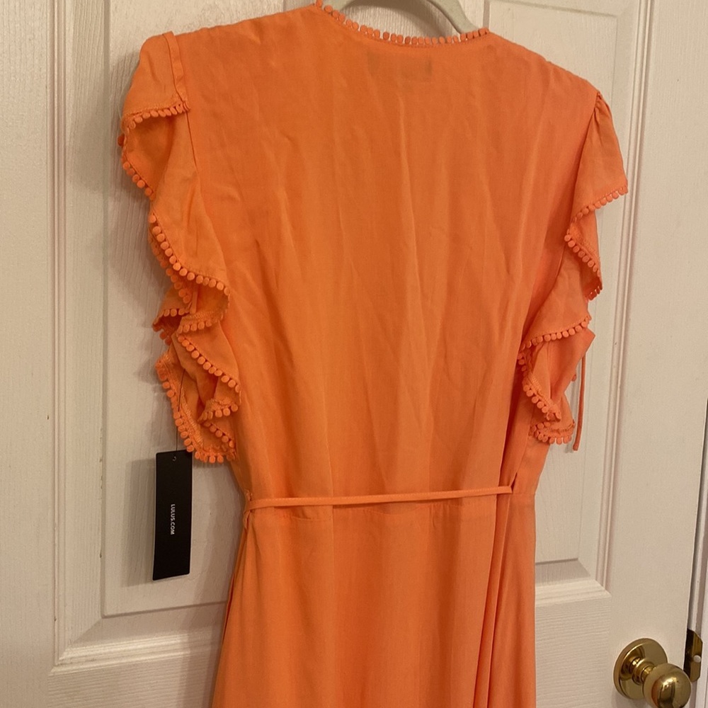 *NWT* Lulus Adeleine Peach Wrap Midi Dress - Picture 10 of 11